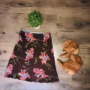 Mimi chica brown floral vintage skirt